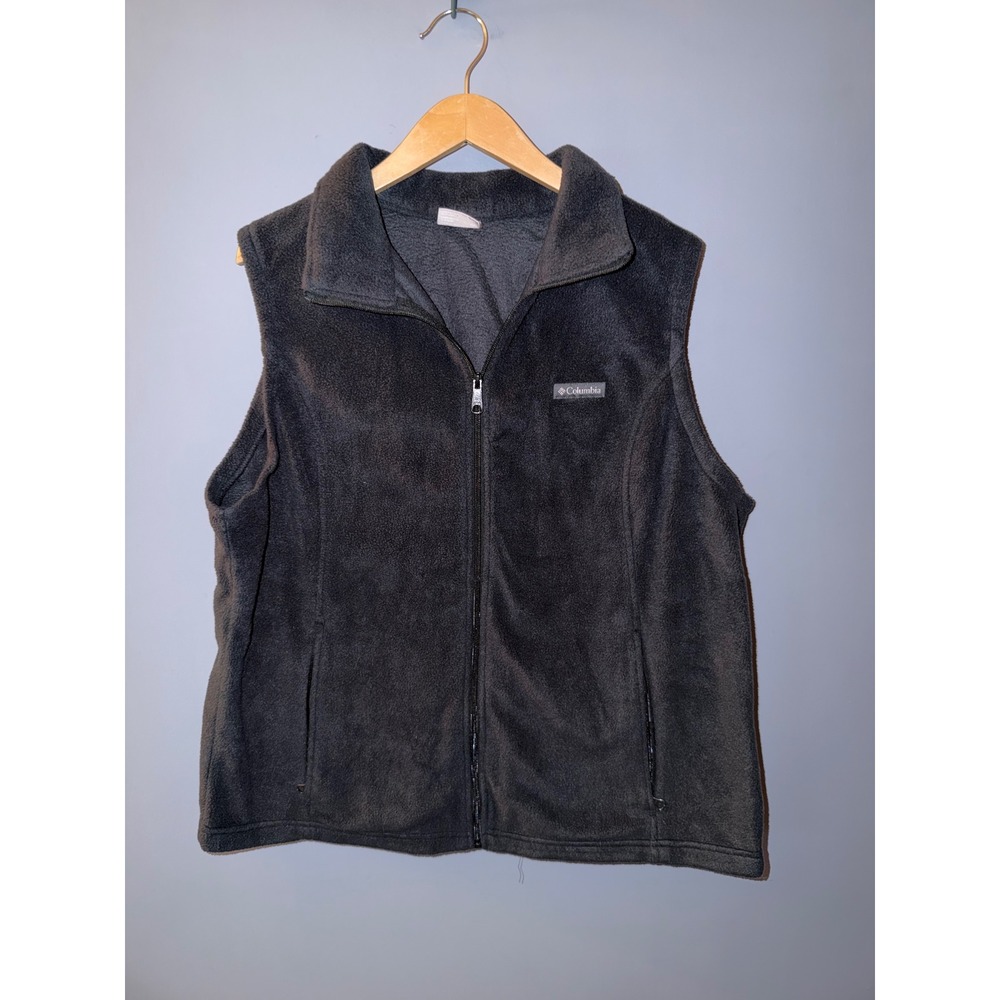 Columbia‎ Sportswear Mens XXL Black Fleece Full Zip Vest Jacket Pockets Solid